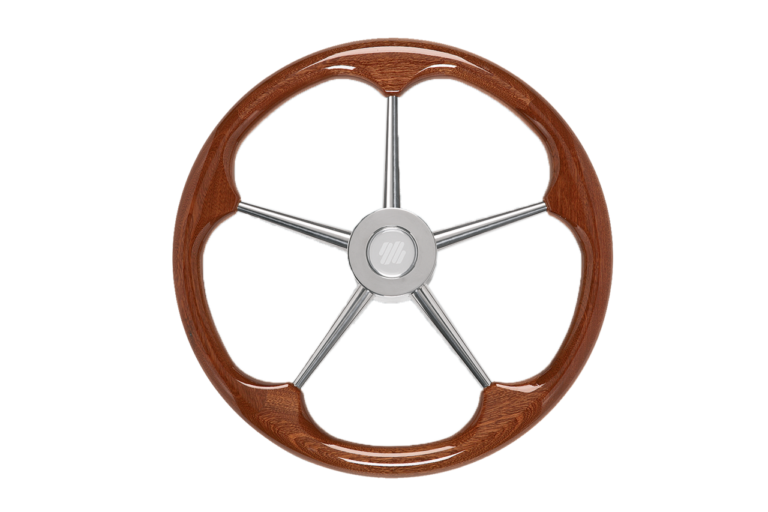 Steering Wheels volante barca legno a 5 razze, WOOD BOAT STEERING WHEE